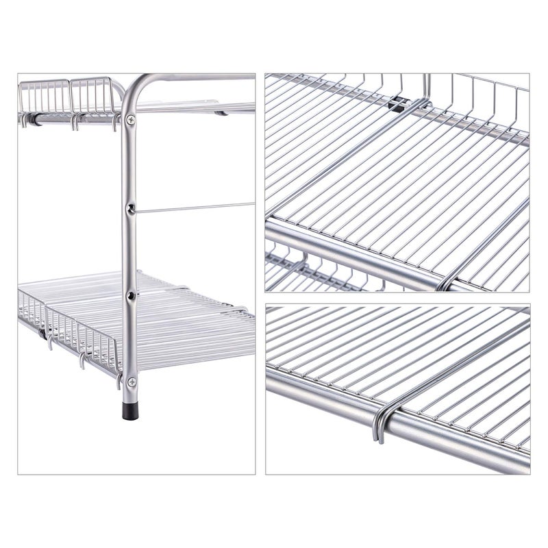 FlagShip 2 Tier Under Sink Organizers and Storage Rack Expandable Cabinet Shelf for Kitchen Bathroom Silver (17-25 inches) - Image 4